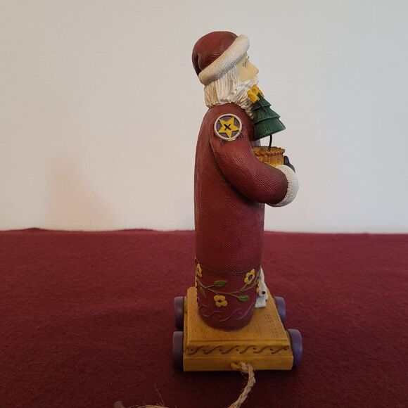 Demdaco Americana Father Christmas Santa On Wagon With Bunny and Tree XMas Decor - Picture 7 of 16